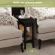Narrow black wood end table with storage shelf, perfect for small spaces, featuring a classic design and waterproof.